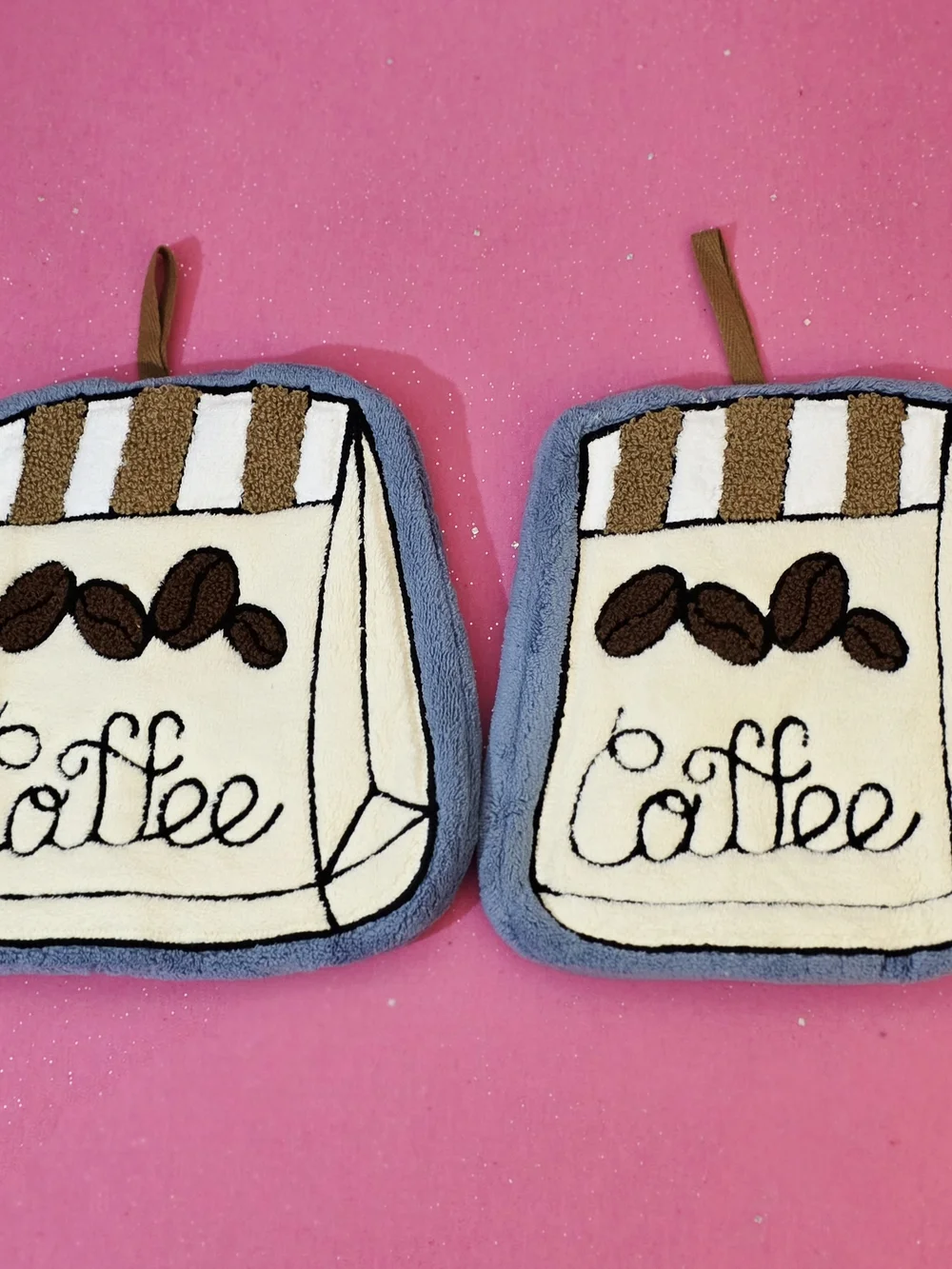 2pc Coffee Bag Plush Hand Towel For Kitchen, Bathroom Or Lathering Soap